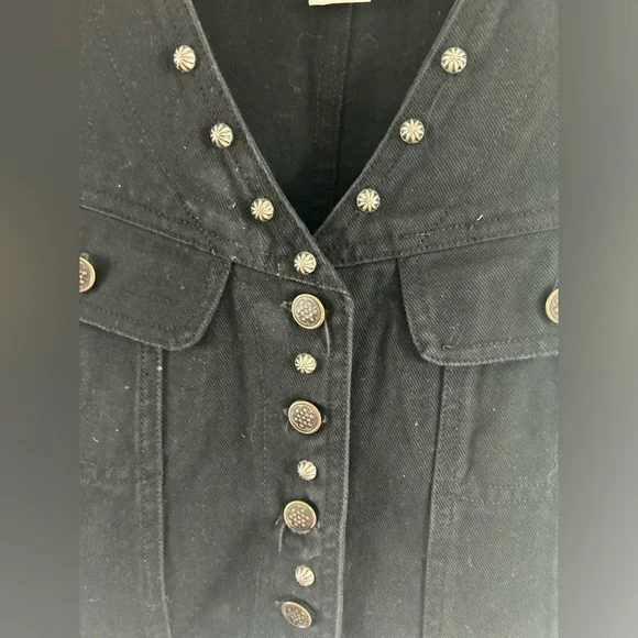 Vintage Gina Ginori Black Denim Studded Vest - Picture 2 of 6
